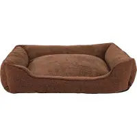Lionto Canapé pour chiens, lit moderne pour chiens avec dessous antidérapant, housse amovible & intérieur en peluche, 110x80 cm, marron