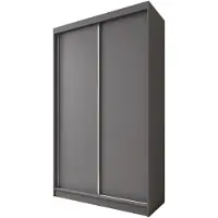 Beautysofa Armoire MARIO II 120 cm, couleur graphite – Armoire coulissante avec 2 tiroirs, 2 portes coulissantes, étagères et penderie, armoire sans miroir