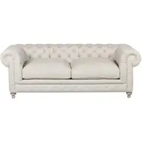 AEA Canapé Chesterfield Coussin Tissu Cuir Canapé Beige Tissu Garniture 3Place