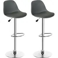 WYCTIN 2 tabourets de bar chaise de bar réglable en hauteur 360° pivotant similicuir,gris