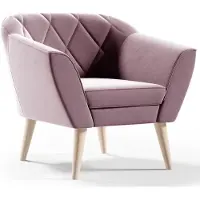 Sofello Fauteuil en velours GUTTO, fauteuil inclinable KARO rose, fauteuil TV de style scandinave, fauteuil rembourré sur de hauts pieds en bois, hauts pieds, mo