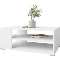 Mirjan 24 Table basse Gimren, Table basse avec étagère, Salon (Couleur : Blanc)