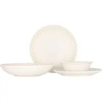 RINART Set de vaisselle (Large) - Punto - 24 pièces - 6 personnes - Porcelaine
