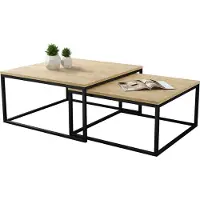 Mirjan 24 Lot de 2 tables basses RYSIA - noir / chêne kraft doré