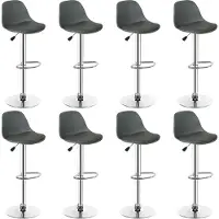 Supfine Tabouret de bar Lot de 8 tabourets de bar réglables en hauteur Tabouret de bistrot pivotant avec dossier et repose-pieds Gris foncé