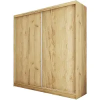 Beautysofa Armoire MARIO II 200 cm, finition chêne artisanale – Armoire coulissante avec tiroirs, 2 portes, étagères et penderie, armoire sans miroir