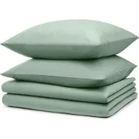Blumtal Literie 2x 135x200cm + 2x taies d'oreiller 40x80cm - Microfibre Bed Sheets 135x200cm - Set de 4 draps de lit vert