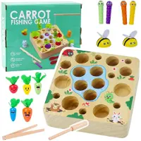 Leantoys Jeu en bois Carotte Ver de terre Tige aimantée