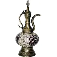 Halay Lampe de table mosaïque orientale faite main, marron (Ibrik turc) Ø 13 cm, hauteur 32 cm, lumière chaude, décorative