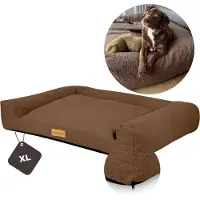 Dogeste Lit pour chien 100x65 cm taille XL en tissu mouton – chocolat