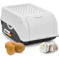 Novaliv 1x Petit 3,5 L Récipient de stockage blanc Boîte de rangement cuisine Récipient à oignons Récipient à ail