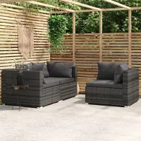 Prolenta Maison Exclusive - Ensemble salon de jardin 3 pièces avec coussins gris en polyrotin