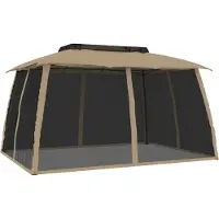 Syfax Tonnelle avec double toit et parois en filet taupe acier