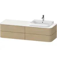 Duravit Happy D.2 Plus Meuble sous-vasque sur console suspendu, 1600x550 mm, 4 tiroirs, pour lavabo pour meuble position à droite, HP4963R7171