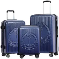 BiggDesign 3 Piece Luggage Set, 100% ABS Hardshell Luggage with 360° Spinner Wheels, Travel Suitcase, TSA Lock System, Lightweight, 20 - 30 - 45 kg Carrying Capacity, Navy Blue