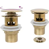 Syfax Drain à poussoir avec débordement Doré 6,4x6,4x9,1 cm