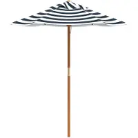 Syfax Parasol de Jardin Enfant, Protection Solaire et Pluie, Mât Bois Dur, Polyester Durable, Ø120x140 cm, Bleu et Blanc