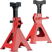 Wiltec Set 2 Chandelles de levage Capacité 6 Tonnes Poids 9 kg Hauteur réglable 390-603 mm Sécurité à double verrouillage Grande base pour la stabilité Cric Équipement Voiture Auto Garage Atelier