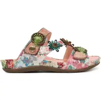 LAURA VITA Mule gris / vert / rose