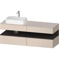 Duravit Collection One Meuble sous-vasque sur console, 2 tiroirs, 2 coulissants, découpe à gauche, 1600x550x600mm, niche graphite super mate, QA4777080910000