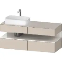 Duravit Collection One Meuble sous-vasque sur console, 2 tiroirs, 2 coulissants, découpe à gauche, 1400x550x600mm, niche blanc ultra-brillant, QA4765022830010