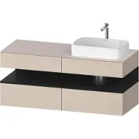 Duravit Collection One Meuble sous-vasque sur console, 2 tiroirs, découpe à droite, 1400x550x600mm, crédence en chêne noir, QA4766016910010