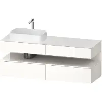 Duravit Collection One Meuble sous-vasque sur console, 2 tiroirs, 2 coulissants, découpe à gauche, 1600x550x600mm, niche blanc ultra-brillant, QA4777022220000