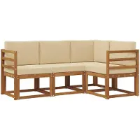 vidaXL Ensemble de salon de jardin, 4 pièces, couleurs naturelles et beige