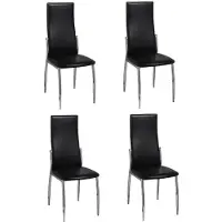 Syfax Chaises à manger lot de 4 noir similicuir