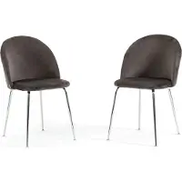 Idea New Garden Srl Lot de 2 chaises de salle à manger rembourrées, pieds en métal, design élégant pour la cuisine, la salle à manger, le bar et les restaurants SARA - Gris foncé/argenté