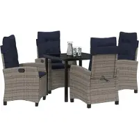 Syfax Ensemble de salle à manger pour jardin 5 pcs Gris polyrotin