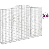 vidaXL Gabions avec arc surélevé 4 pcs 300x30x200/220cm Fer galvanisé