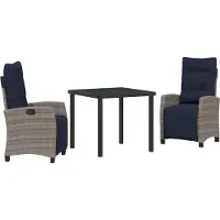 Syfax Ensemble de salle à manger pour jardin 3 pcs Gris polyrotin