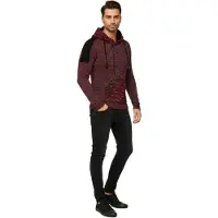 O46rn Pull à capuche en maille épaisse pour homme, rouge, référence 13290