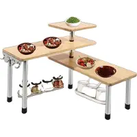 OEM Étagère à épices à 3 niveaux, hauteur 98,8 cm, dimensions du niveau supérieur 17,78 cm x 17,78 cm, dimensions de la tablette centrale 43,18 cm x 17,78 cm, capacité de charge 12 kg, montage requis