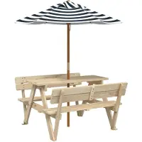 Syfax Table de pique-nique pour 4 enfants avec parasol bois de sapin