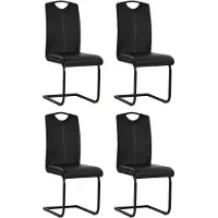 Syfax Chaises à manger cantilever lot de 4 noir similicuir