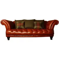 AEA Canapé Chesterfield en cuir marron Coussin tissu canapé 3 places Nouveau
