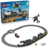 LEGO City Le Braquage du Train de Police, Jouet de Construction 7 ans, Locomotive Fonctionnelle, Hélicoptère, 6 Minifigurines