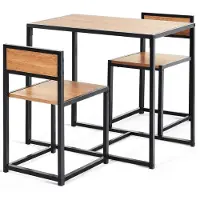 Costway 3 pcs. Bar de cuisine Table haute avec 2 chaises de bar avec structure métallique Table de cuisine Ensemble de tables de bar pour petits espaces Cuisine Salle à manger & Bistro Bois naturel