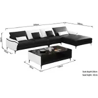 AEA Canapé D'Angle En Cuir De Luxe En Forme De L Couche Noir