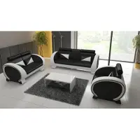 AEA Canapé en cuir Canapé + USB Canapé 3 places relax avec fonction bar Designer Garniture