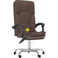 vidaXL Chaise de bureau avec fonction massage, en similicuir marron