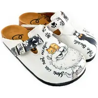 Goby Sabots 'Women shoes -Calceo mules with cats WCAL342' blanc