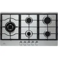 Klarstein Ignito Plaque De Cuisson Gaz 5 Brûleurs Sabaf, 3.6kW, Verre Trempé, Allumage Électrique, Compatible Wok, Pour Gaz Naturel & GPL, 90x51cm, Plaque Gaz Polyvalente