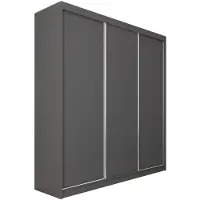 Beautysofa Armoire MARIO II 240 cm, gris anthracite – Armoire coulissante à 3 portes avec tiroirs, étagères et 2 penderies, armoire sans miroir