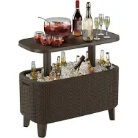Keter 246891 Glacière de jardin BevyBar - Ouverte : 83,5x40,5x75 cm et 56L - Marron
