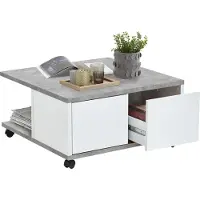 Preisbrecher Couchtisch >TWIN 1< in Beton LA-weiß Edelglanz - 70x36x70cm (BxHxT)