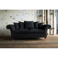 AEA Nouveau Canapé 3 places Chesterfield rembourré Siège Garniture Cuir synthétique Noir