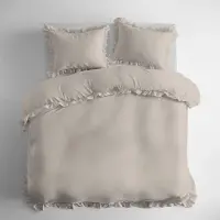 Detexpol Linge de lit en coton 220x200 beige monochrome avec volants Pure 23